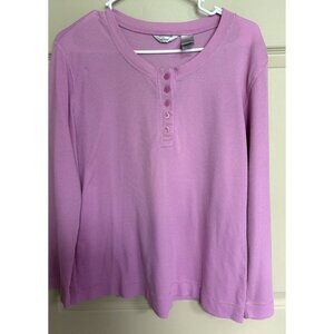 Adonna Henley Style Pink Nightshirt Womens Large Waffle Knit